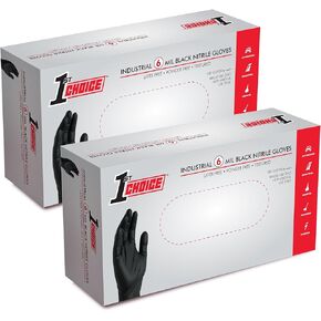 قفازات النتريل من فرست تشويس، للاستعمال مرة واحدة، خالية من اللاتكس، سوداء، 6 مل، صناعية، للميكانيكا والتنظيف والسيارات والاستخدام المنزلي in Kuwait