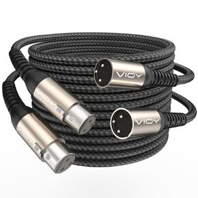 كابل ميكروفون VIOY XLR بطول 25 قدمًا + 25 قدمًا، كابل ميكروفون ذكر إلى أنثى سلك متوازن 3 دبابيس - كابل تمديد XLR مضفر من النايلون للميكروفون، الخلاط، استوديو إعادة الترميز، مكبر الصوت، البودكاست، إلخ in Kuwait