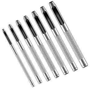 7PCS Hollow Leather Hole Punch Set, Maugruy Metal Round Punching Hole Tool, 5/64–13/64in (2–5mm) with Anti-Slip Grip for Belts, Watch Bands, Paper, Plastics, DIY, Repair Tools in Kuwait