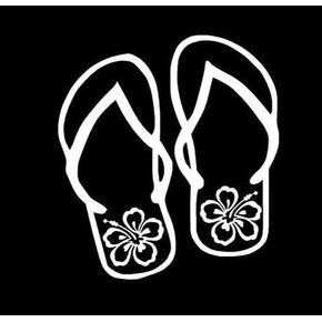 ملصق مائي استوائي من Ranger Products Hibiscus Flip Flops، ملصق من الفينيل مقطوع بالقالب للنوافذ والسيارات والشاحنات وصناديق الأدوات وأجهزة الكمبيوتر المحمولة وأجهزة MacBook - تقريبًا أي سطح صلب وأملس in Kuwait