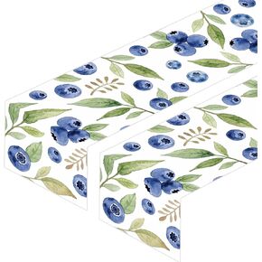2Pcs Blueberry Table Runner Summer Fruit Berry Sweet Baby Shower Birthday Party Favors Supplies Decorations Blueberries Table Cloth in Saudi Arabia