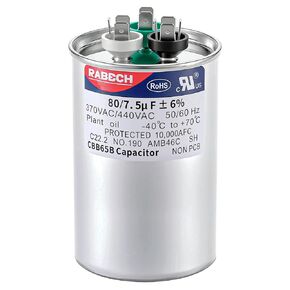 80/7.5uF 80+7.5MFD AC Capacitor 80 7.5 uF MFD 80/7.5MFD 370V or 440V CBB65B Round Dual Run Start A/C Capacitors ±6% 370V/440VAC for Air Conditioner in Kuwait