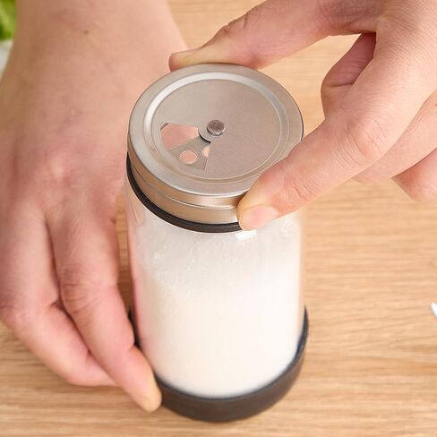 8 oz Glass Salt & Pepper Shaker with Stainless Steel Rotating Cover-3 Adjustable Outlet Holes for Spice Control, Pantry Organization Containers for Kosher Salt, Sugar, Chili, Sesame, Coriander,1 Count in Saudi Arabia