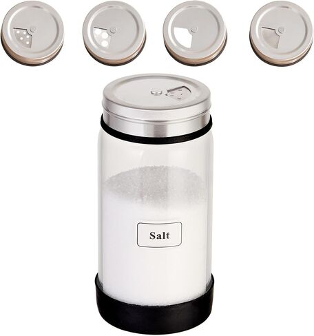 8 oz Glass Salt & Pepper Shaker with Stainless Steel Rotating Cover-3 Adjustable Outlet Holes for Spice Control, Pantry Organization Containers for Kosher Salt, Sugar, Chili, Sesame, Coriander,1 Count in Saudi Arabia