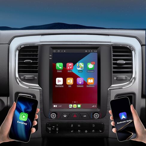 [8core 4G+64GB] Radio Car for Dodge RAM Manual AC 1500 2500 3500 ، Andoid 13 Qled Touch لعام 2013 2014 2015 2017 2017 ، على غرار Tesla مع Carplay/Android Auto GPS ، Bluetooth ، WiFi ، SWC ، 4G LTE in Saudi Arabia