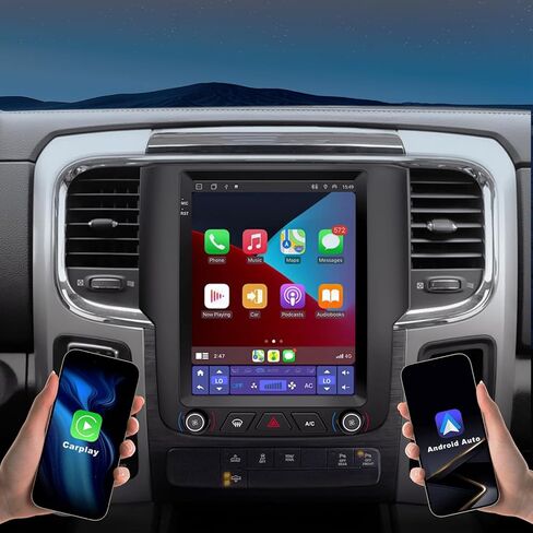 [8Core 4G+64GB] Car Radio for Dodge Ram Manual AC 1500 2500 3500, Andoid 13 QLED Touch for 2013 2014 2015 2016 2017 2018, Tesla-Style with CarPlay/Android Auto GPS, Bluetooth, WiFi, SWC,4G LTE in Saudi Arabia