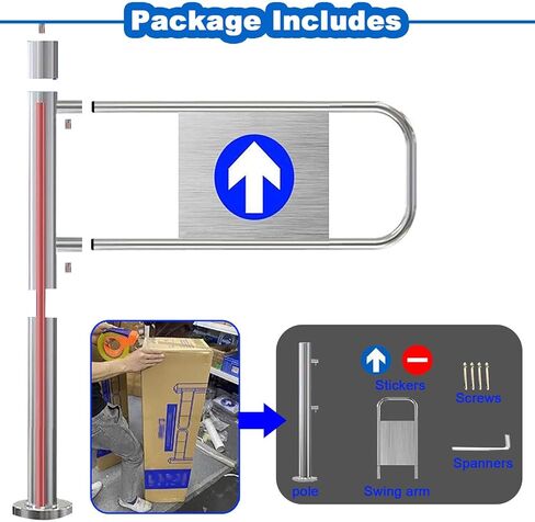 Customizable Automatic Swing Door for Shops & Supermarkets - Durable One-Way Entry/Exit Device, Metal Security Gate, Half Waist Design in Kuwait