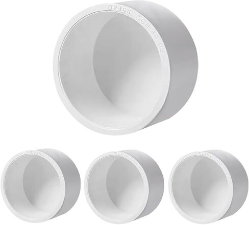 LESSO 1.5 inch PVC Pipe End Cap | 4pack Schedule 40 Industrial pipe fittings 1-1/2" PVC Pipe External Plug Adapter for Build Furniture DIY Garden Shelf, White in Saudi Arabia