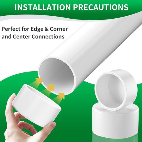 LESSO 1.5 inch PVC Pipe End Cap | 4pack Schedule 40 Industrial pipe fittings 1-1/2" PVC Pipe External Plug Adapter for Build Furniture DIY Garden Shelf, White in Saudi Arabia