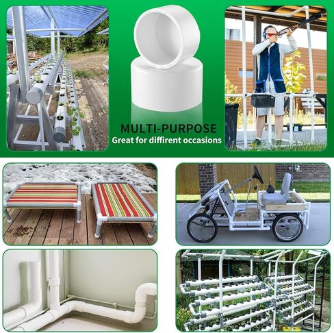 LESSO 1.5 inch PVC Pipe End Cap | 4pack Schedule 40 Industrial pipe fittings 1-1/2" PVC Pipe External Plug Adapter for Build Furniture DIY Garden Shelf, White in Saudi Arabia