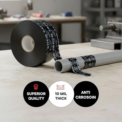 شريط TAPEWELL PVC للحماية من التآكل، شريط تغليف الأنابيب، 2 بوصة × 100 قدم، سمك 10 مل، عبوة من 3 قطع in Kuwait