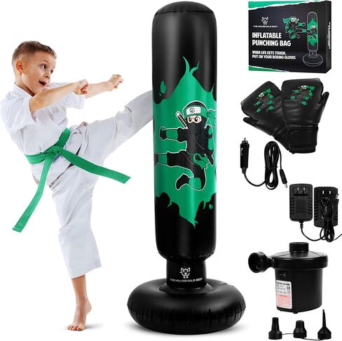 THB Inflatable Punching Bag for Kids, 63" Freestanding Ninja Boxing Bag Including Electric Air Pump with Gloves for Practicing Karate, Taekwondo, MMA in Saudi Arabia