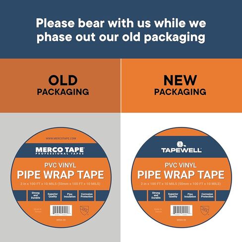 شريط TAPEWELL PVC للحماية من التآكل، شريط تغليف الأنابيب، 2 بوصة × 100 قدم، سمك 10 مل، عبوة من 3 قطع in Kuwait