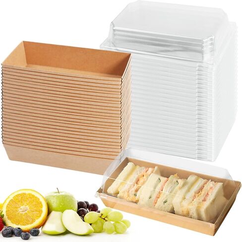 5.5" x 2.7" Charcuterie Boxes with Clear Lids, 25 Pack Treat Boxes for Desserts, Disposable Snack Containers with Lids for Cookie, Sandwiches, Cake, Slice in Kuwait