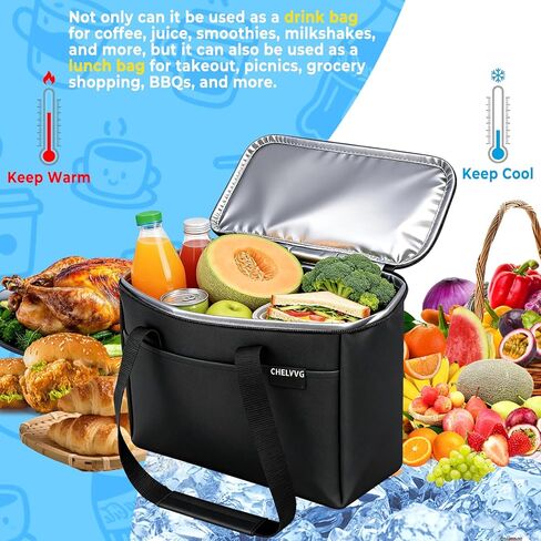 حامل مشروبات قابل لإعادة الاستخدام مكون من 3 أكواب للتسليم مع فواصل قابلة للتعديل، وعلبة مشروبات معزولة، وحقيبة حمل المشروبات للخروج، والسفر، وفي الهواء الطلق in Kuwait