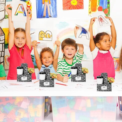 JarThenaAMCS 24Set Teacher Appreciation Gifts 2 Cup Composition Drink Carrier with Pencil Cards Handle Floral Paper Disposable Packaging Cardboard Back to School Cup Holders for Graduation Retirement in Kuwait