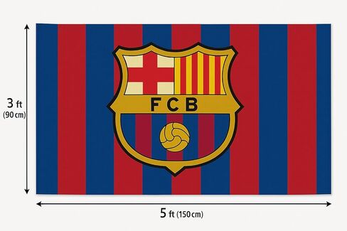 Barcelona Flag 3x5 FT – Soccer Team Fan Inspired Banner, Premium Polyester, Fade Resistant, Double Stitched, with Metal Grommets – Indoor/Outdoor Barcelona Fan Décor, Wall Hanging, Tailgating & Game in Saudi Arabia