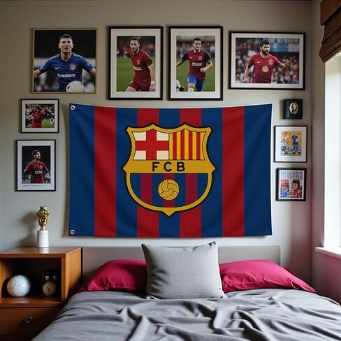Barcelona Flag 3x5 FT – Soccer Team Fan Inspired Banner, Premium Polyester, Fade Resistant, Double Stitched, with Metal Grommets – Indoor/Outdoor Barcelona Fan Décor, Wall Hanging, Tailgating & Game in Saudi Arabia