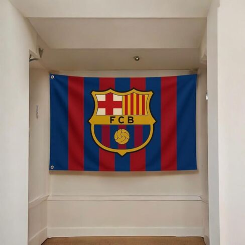 Barcelona Flag 3x5 FT – Soccer Team Fan Inspired Banner, Premium Polyester, Fade Resistant, Double Stitched, with Metal Grommets – Indoor/Outdoor Barcelona Fan Décor, Wall Hanging, Tailgating & Game in Saudi Arabia