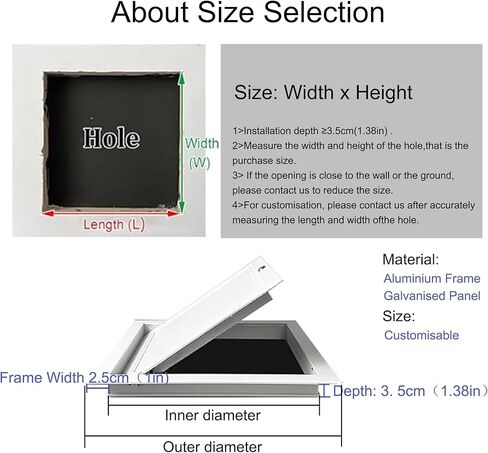 Customizable Lockable Access Panel Door - 12x28in Aluminium Alloy for Attics, Drywall, Plumbing & Concealed Service - Includes Keys for Secure Access in Saudi Arabia