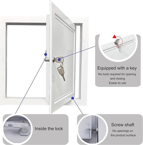 Customizable Lockable Access Panel Door - 12x28in Aluminium Alloy for Attics, Drywall, Plumbing & Concealed Service - Includes Keys for Secure Access in Saudi Arabia