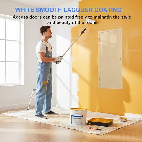 Large White Metal Access Panel with Lock & Keys, Aluminum Inspection Door for Plasterboard, Wall & Ceiling, 28x28in (71x71cm) - Durable Service Door, Fuse Box Cover in Saudi Arabia