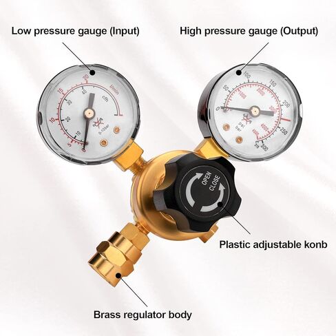 Tutor Auto Argon CO2 Regulator Gauge Welding Gas Regulator, CGA580 Inlet Connection, 0-4500PSI/0-10BAR Input Pressure, Brass, 6.6Ft Gas Hose, MIG TIG Welding in Saudi Arabia