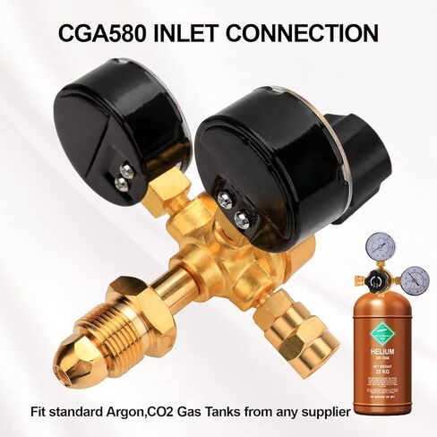 Tutor Auto Argon CO2 Regulator Gauge Welding Gas Regulator, CGA580 Inlet Connection, 0-4500PSI/0-10BAR Input Pressure, Brass, 6.6Ft Gas Hose, MIG TIG Welding in Saudi Arabia