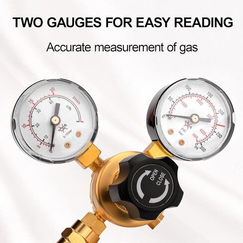 Tutor Auto Argon CO2 Regulator Gauge Welding Gas Regulator, CGA580 Inlet Connection, 0-4500PSI/0-10BAR Input Pressure, Brass, 6.6Ft Gas Hose, MIG TIG Welding in Saudi Arabia