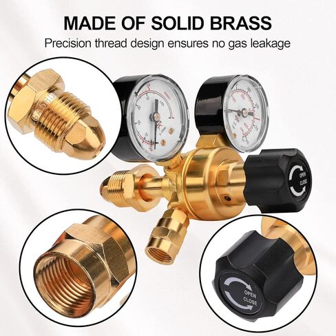 Tutor Auto Argon CO2 Regulator Gauge Welding Gas Regulator, CGA580 Inlet Connection, 0-4500PSI/0-10BAR Input Pressure, Brass, 6.6Ft Gas Hose, MIG TIG Welding in Saudi Arabia