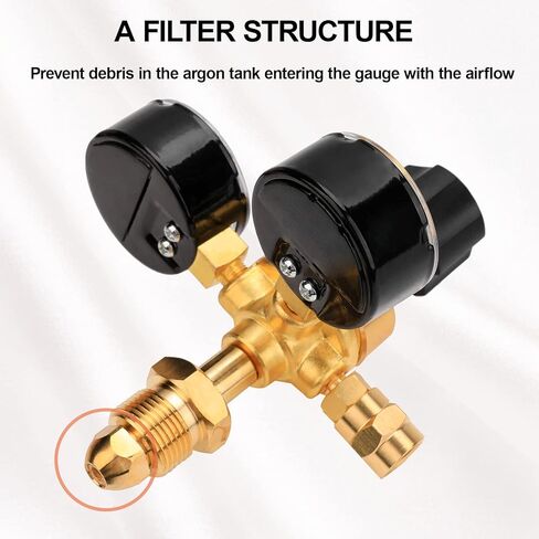Tutor Auto Argon CO2 Regulator Gauge Welding Gas Regulator, CGA580 Inlet Connection, 0-4500PSI/0-10BAR Input Pressure, Brass, 6.6Ft Gas Hose, MIG TIG Welding in Saudi Arabia