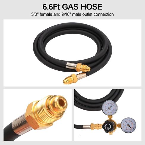 Tutor Auto Argon CO2 Regulator Gauge Welding Gas Regulator, CGA580 Inlet Connection, 0-4500PSI/0-10BAR Input Pressure, Brass, 6.6Ft Gas Hose, MIG TIG Welding in Saudi Arabia