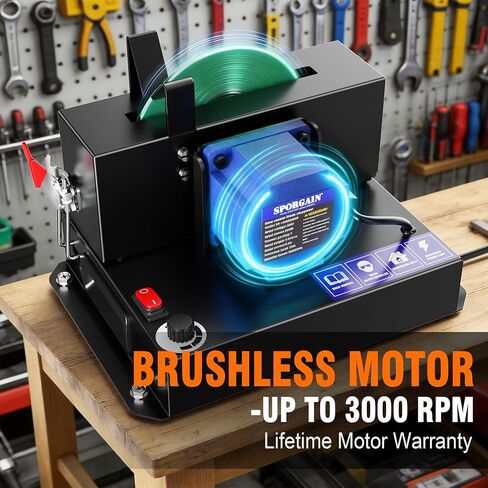 SporGain Lawn Mower Blade Sharpener, Brushless Motor 3000RPM Blade Grinder with Lifetime Motor Warranty, 7" Ceramic Wheel with 20 Sanding Discs for High Lift, Low Lift, Gator & Flat Blades in Kuwait