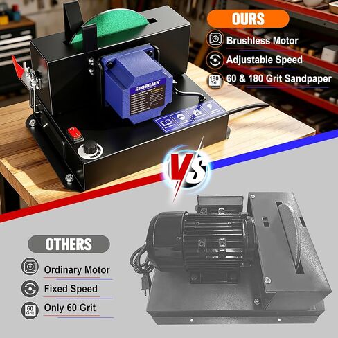 SporGain Lawn Mower Blade Sharpener, Brushless Motor 3000RPM Blade Grinder with Lifetime Motor Warranty, 7" Ceramic Wheel with 20 Sanding Discs for High Lift, Low Lift, Gator & Flat Blades in Kuwait