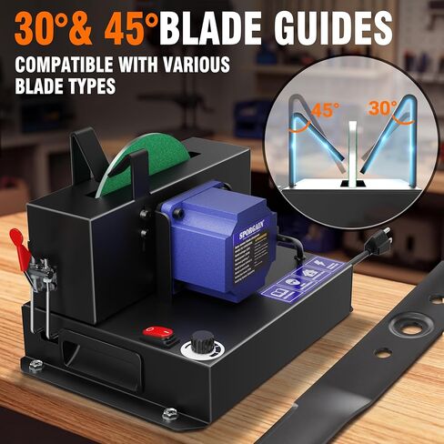 SporGain Lawn Mower Blade Sharpener, Brushless Motor 3000RPM Blade Grinder with Lifetime Motor Warranty, 7" Ceramic Wheel with 20 Sanding Discs for High Lift, Low Lift, Gator & Flat Blades in Kuwait