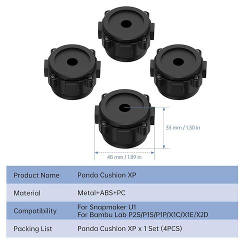 BIQU Panda Cushion XP 3D Printer Shock-Absorbing Feet for Snapmaker U1, Bambu-Lab P1P, P1S, P2S, X1E, X1C, X2D High-Quality Large Bearing Ball Design, Shock Absorption Stable, Quiet and Built to Last in Saudi Arabia