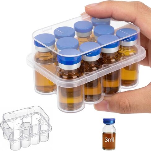 SUNMON 10 Slot Peptide Case for Fridge, 3ml Vial Storage Case for Refrigerator, 3ml Insulin Vial Holder for Diabetic Care (2 Pcs) in Saudi Arabia