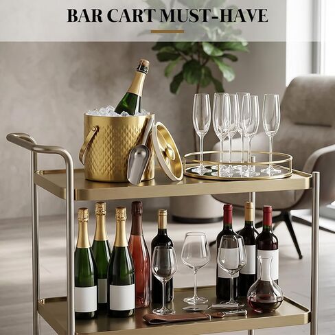 Gold Ice Bucket with Lid, Handle and Tong Insulated 3L Double Wall Stainless Steel Champagne Bucket with Silicone Sealing Ring, Scoop & Strainer, Metal Ice Bucket for Bar, Party, Home Entertaining in Saudi Arabia