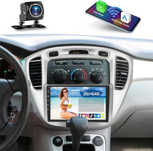 2G 64G راديو لـ Toyota Highlander 2001-2007 Android 13 Carplay Car Stereo 9 '' Touch Screen متوافق مع Android Auto و AHD Camera و Bluetooth و GPS و WiFi و FM RDS in Saudi Arabia
