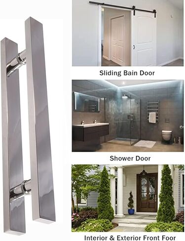 Stainless Steel Commercial Door Handle, Heavy Duty Double Sided Sliding Barn/Glass Push Pull for Bathroom & Kitchen (40-120cm)(Silver,120 cm (47in)) in Kuwait