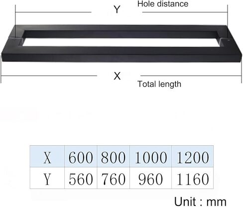 Office Glass Door Handle, Stainless Steel Brushed Finish Push Pull Barn Door Handle, Heavy Duty Commercial Grade Door Knob(Black,1200mm) in Kuwait