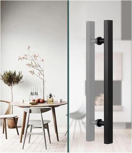 Heavy Duty Commercial Sliding Glass Barn Door Handle Pull, Stainless Steel Push-Pull for Interior/Exterior, 20-59 Inch, Back-to-Back Mount, Multiple Finishes(Black,80cm/31.5in) in Kuwait