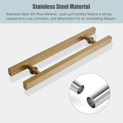 Heavy Duty Commercial Sliding Glass Barn Door Handle Pull, Stainless Steel Push-Pull for Interior/Exterior, 20-59 Inch, Back-to-Back Mount, Multiple Finishes(Black,80cm/31.5in) in Kuwait