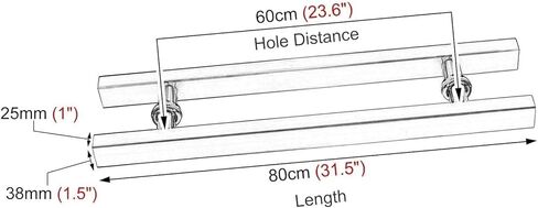 Heavy Duty Commercial Sliding Glass Barn Door Handle Pull, Stainless Steel Push-Pull for Interior/Exterior, 20-59 Inch, Back-to-Back Mount, Multiple Finishes(Black,80cm/31.5in) in Kuwait