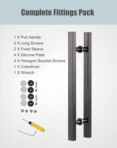 Heavy Duty Commercial Sliding Glass Barn Door Handle Pull, Stainless Steel Push-Pull for Interior/Exterior, 20-59 Inch, Back-to-Back Mount, Multiple Finishes(Black,80cm/31.5in) in Kuwait