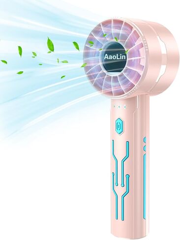 AaoLin 2 قطعة مروحة تربو محمولة باليد مع محرك عالي السرعة 7000 دورة في الدقيقة USB مروحة تبريد شخصية قابلة لإعادة الشحن 4 سرعات، وقت تشغيل 4-16 ساعة، مع حبل للسفر في الهواء الطلق، للنساء والأطفال، هدية الصيف in Kuwait