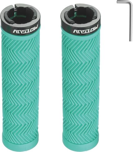 Bike Grips, Single Lock on Bicycle Handlebar Grips, for BMX, Mountain, MTB, Beach Cruiser, Scooter, Folding Bike, Anti-Slip & Comfortable Ripple Pattern Design(Cyan) in Saudi Arabia