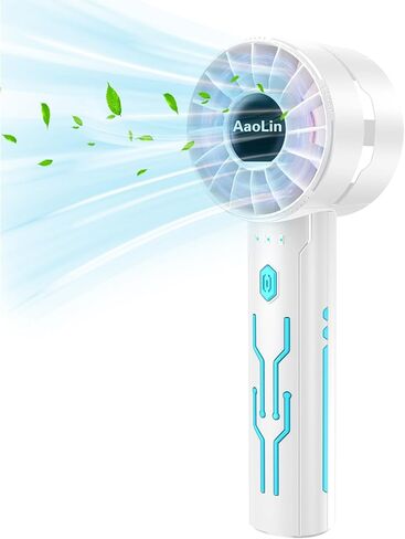 AaoLin 2 قطعة مروحة تربو محمولة باليد مع محرك عالي السرعة 7000 دورة في الدقيقة USB مروحة تبريد شخصية قابلة لإعادة الشحن 4 سرعات، وقت تشغيل 4-16 ساعة، مع حبل للسفر في الهواء الطلق، للنساء والأطفال، هدية الصيف in Kuwait