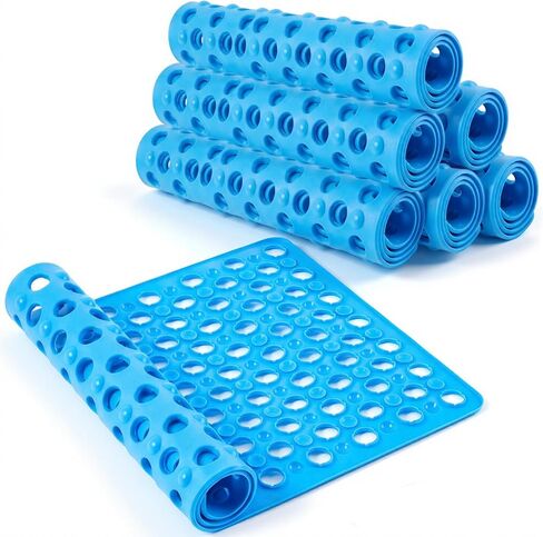 Nuanchu 6 Pcs Pool Drainage Mat 14 x 27 Inch Non-slip Floor Protector Mat with Suction Cups and Drain Holes, Preventing Slipping for Pool Ground Walkways Bathroom Shower Passways Drain Water, Easy Dry in Saudi Arabia