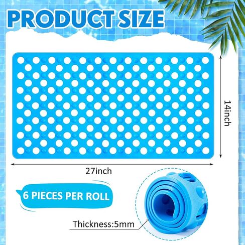 Nuanchu 6 Pcs Pool Drainage Mat 14 x 27 Inch Non-slip Floor Protector Mat with Suction Cups and Drain Holes, Preventing Slipping for Pool Ground Walkways Bathroom Shower Passways Drain Water, Easy Dry in Saudi Arabia
